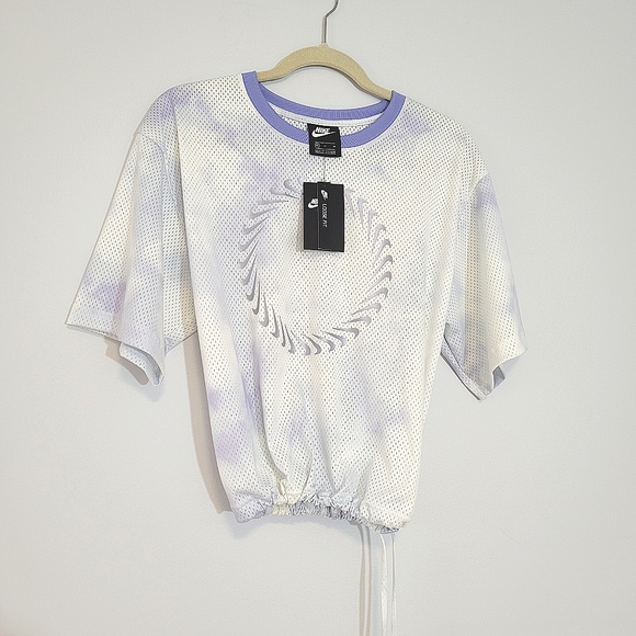 NIKE Sportswear Icon Clash Tie-Dye Short Sleeve Mesh Top w/Drawstring at Waist - Picture 6 of 12